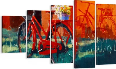 Produktbild von Bild auf Leinwand - Leinwandbild - Fahrrad Blumen - 100x60cm - Wand Bild - Wanddeko - Wandbilder - Leinwanddruck - Bilder - Kunstdruck - Wanddekoration - Leinwand bilder - Wandkunst - EG100x60-3712