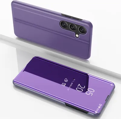 Image de Pour Samsung Galaxy S23 FE 5G View miroir téléphone portable Smart Cover fonction Wake UP Case Violet Bleu