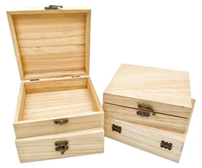 Immagine prodotto di Omgoods - 4 scatole di legno grezzo per l'organizzazione creativa