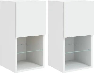 Produktbild von vidaXL TV-Schränke mit LED-Leuchten 2 Stk. Weiß 30,5x30x60 cm