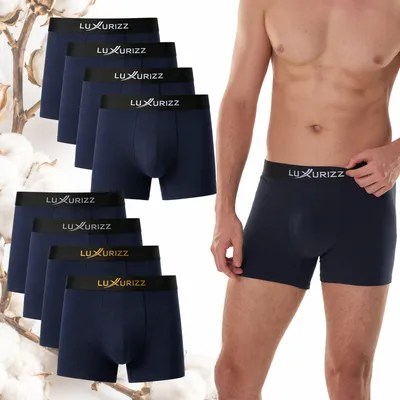 Produktbild von Luxurizz Boxershorts Herren 8er Pack aus Baumwolle, Navy Blau, Größe M