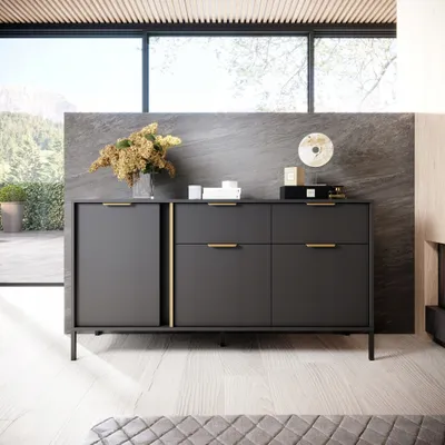 Image de Sideboard Daros - Commode 150 cm - Commode de salon avec 3 portes & 2 tiroirs - Anthracite
