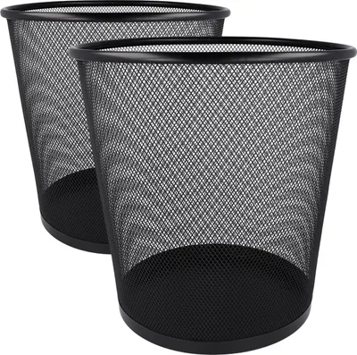 Produktbild von Westcott Papierkorb Mesh Schwarz (2er-Set) | 2 x Mülleimer aus Drahtgeflecht mit 13 Liter Fassungsvermögen | Abfalleimer für Büro, Homeoffice oder Haushalt | E-744608 00