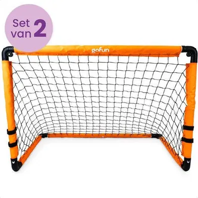 Productafbeelding van Gofun voetbaldoel – 2-delig set – Voor kinderen – Opvouwbaar – 90x60x60 cm – Oranje
