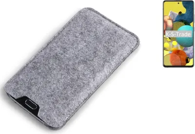 Produktbild von K-S-Trade Filz Handyhülle kompatibel mit Samsung Galaxy A51 5G Schutzhülle Filztasche Filz Tasche Case Sleeve Handy Hülle Filzhülle grau
