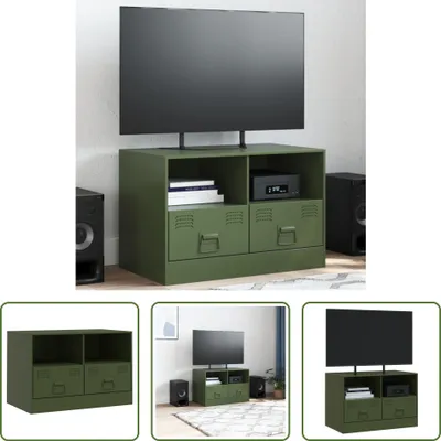 Produktbild von The Living Store TV-Schrank Olivgrün 67x39x44 cm Stahl