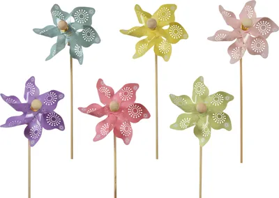 Produktbild von Dekoratives Windrad aus Kunststoff in Pastellfarben für Garten und Außenbereich