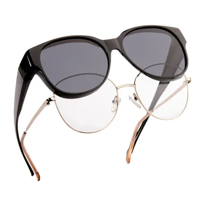 Produktbild von FALINGO Sonnenbrille Überzieh Sonnenbrille Überziehbrille FASHION EDITION polarisiert UV400 (Schwarz)