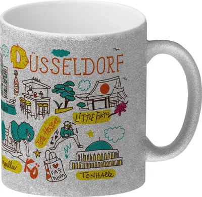 Produktbild von Düsseldorf Wimmelbild Glitzer-Kaffeebecher