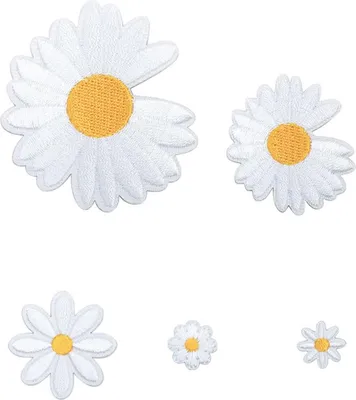 Produktbild von 30 Kleine Gänseblümchen Stickerei-Aufnäher - Gänseblümchen Blumen Dekoration