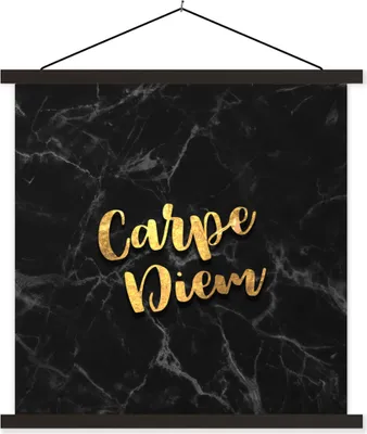 Produktbild von MuchoWow® Textilposter Zitate - Sprichwörter - Gold - Marmor 60x60 cm mit schwarzem Rahmen - Posteraufhänger