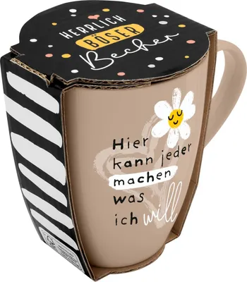 Produktbild von Tasse mit Motivdruck 'Hier kann jeder machen was ich will', mit Banderole