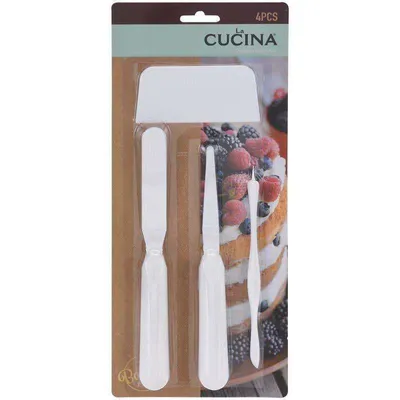 Produktbild von LA CUCINA Cremespatel Teigschaber Teigkarte zum Verstreichen von Cremes Verzieren von Torten 4 Stück
