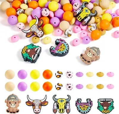Obrázek produktu pro Sada silikonových korálků, 101 kusů, kulaté korálky o průměru 15 mm pro výrobu šperků