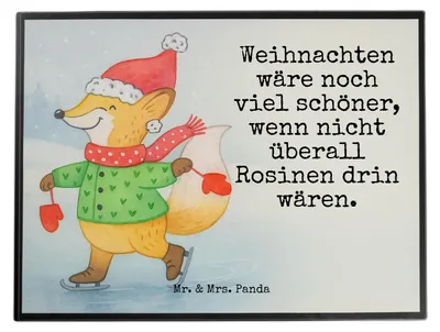 Produktbild von Mr. & Mrs. Panda schreibtischunterlage Fuchs  Schlittschuhe Design - Weiß - Geschenk, Weihnachten, Weihnachtsbaum, Schreibunterlage, Tannenbaum, Heiligabend, tischmatten