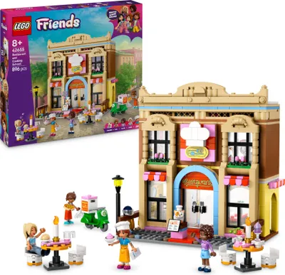 Produktbild von LEGO Friends Restaurant und Kochschule, Spielset für Rollenspiele, Lernspielzeug für Kinder ab 8 Jahren, fördert soziale Entwicklung, Geschenk zum Geburtstag oder zu Weihnachten für Mädchen 42655