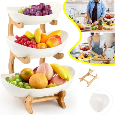 Produktbild von Obst Etagere mit 3 Etagen, Servierständer für Obst, Snacks und Gebäck, für Küche und Wohnzimmer