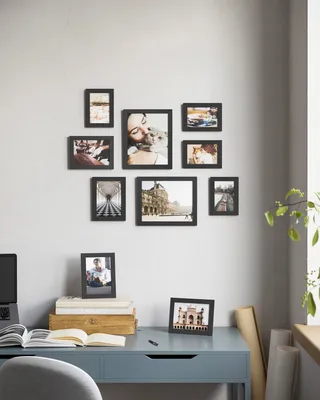 Produktbild von SONGMICS Bilderrahmen 10er Set, Kunststoffscheibe, MDF, tintenschwarz