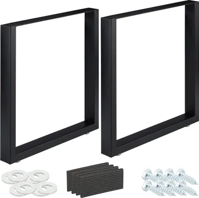 Produktbild von Relaxdays Tischkufen 2er Set, BxH: 70x72 cm, Metall Tischbeine Schreibtisch, Esstisch, Couchtisch, Industrial, schwarz