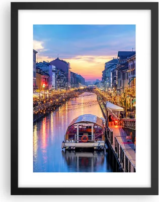 Produktbild von Gerahmtes Poster - Schwarzer Rahmen - Kanal Grande Abend - 30x40 cm - Wand Bild - Wanddeko - Wandbilder - Kunstposter - Wandposter - Bilderrahmen - Bilder - Kunstdruck - Wandbild - P2BPA30x40-4331