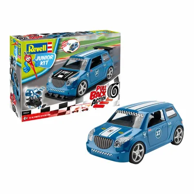 Produktbild von Revell Junior Kit Pull Back Rallye Car, Rennauto, Blau, Modellbausatz für Kinder, 36 Teile, ab 4 Jahren, 00834