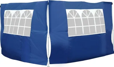 Image de 2 Parois latérales - Tente de réception/Pavillon - 2x3 m Avec fenêtres - Pour 3x3/3x6/3x9 m - Bleu