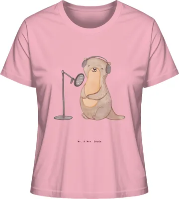 Produktbild von Mr. & Mrs. Panda Damen T-Shirt Otter Podcast aufnehmen Größe S - Baumwolle Pink - Geschenk, Podcasterin, für Frauen, Produzieren, Podcaster, Basic Shirt, Oberteil