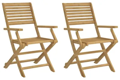 Produktbild von vidaXL Klappstühle, 2 Stück, 54,5 x 61,5 x 86,5 cm, Massivholz Akazie