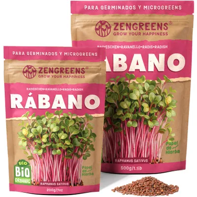 Imagen del producto de ZenGreens® Semillas Eco para Germinar Rábano 200 g – Brotes y Microgreens