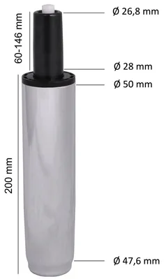 Produktbild von Amstyle Gasdruckfeder Bürostuhl GASDRUCKDÄMPFER GASFEDER 195mm / 50mm Chrom