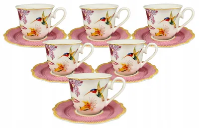 Produktbild von 6-teiliges Set aus Tasse und Untertasse für Kaffee und Tee „Koliber“, Porzellan, 250 ml