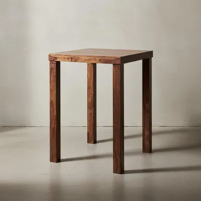Produktbild von Rustikaler Sheeshamholz Bartisch, Stabile Konstruktion, Einzigartiges Design. 80x80x110 cm | Kadima Design