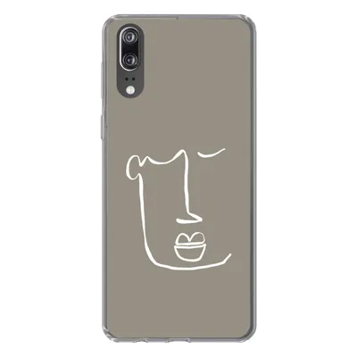 Produktbild von MuchoWow® Handyhülle Schutzhülle Hülle für Huawei P20 Lippen - Abstrakt - Strichzeichnung Silikon Softcase Handy Hülle - Hardcover