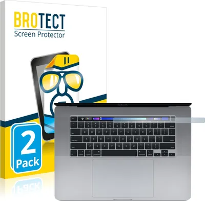 Produktbild von 2x Für Apple MacBook Pro 16" 2019 (NUR Touch Bar) Schutzfolie BROTECT Displayschutz Display Schutz Folie Klar Transparent