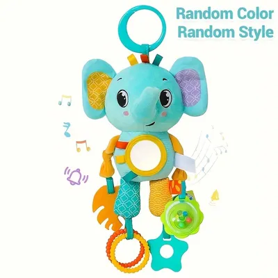 Produktbild von Minicee Baby Hängespielzeug Elefant – Sensorikspielzeug mit Rassel & Beißring für Kinderwagen und Babybett