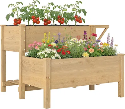 Image de Jardinière surélevée - Jardinière pour herbes aromatiques - Jardinière pour fleurs - Bac potager - Jardinière pour balcon