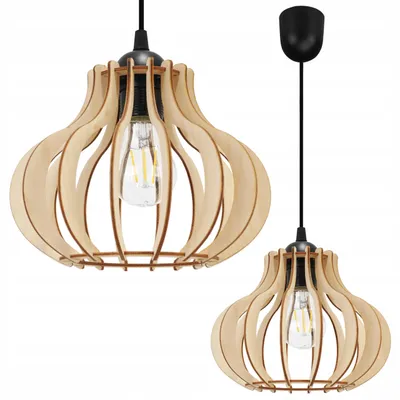Image de Suspension, lustre, bois, abat-jour LED