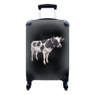Produktbild von MuchoWow® Koffer Handgepäck Trolley Rollkoffer Kleine Reisekoffer mit 4 Rollen - Kuh - Schwarz - Weiß - Cabin Size < 55x40x23 cm & 55x40x20 cm - Fotokoffer - Kabinenkoffer - Boardgepäck - Reise-Box - Reisekoffer - Reisegepäck - Koffer mit Bild - Trolley für Kinder