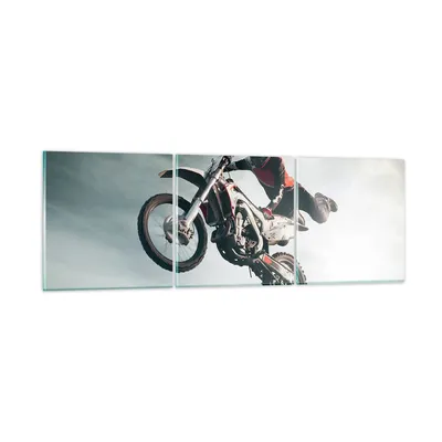 Produktbild von Bilder auf glas - Motor Sport Helm - 90x30cm - Glasbilder - Wandbilder - Kunstdruck - zum Aufhängen bereit - Wanddekoration aus Glas - Glas Bilder - Wandbild auf Glas - 3 Teile - GCA90x30-4069