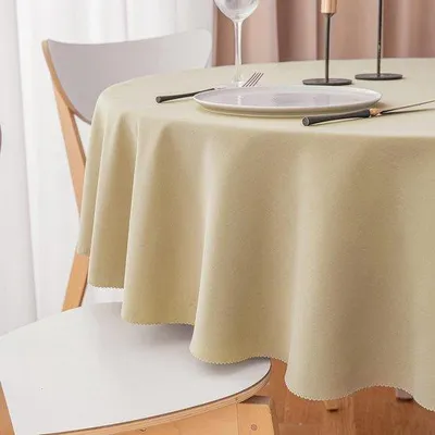 Obrázek produktu pro Vodoodpudivý ubrus, průměr 120 cm, polyester, béžová, zlatá