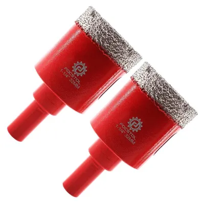Immagine prodotto di Punte da trapano diamantate da 32 mm - confezione da 2 pezzi, saldate a vuoto con gambo triangolare, ideali per piastrelle, Vetroceramica, granito e marmo