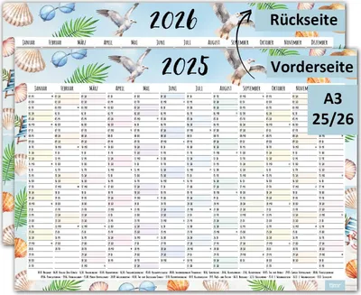 Produktbild von timr Wandkalender 2026/2025 Motiv Strand - DIN A3 Kalender 12 Monate I tr_292