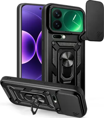 Produktbild von Outdoor Panzer Hülle Xiaomi 17 Pro Handyhülle Kameraschutz Ringhalter in Schwarz
