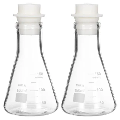 2er-Set konische Messbecher 150 ml Borosilikatglas mit Silikondichtung