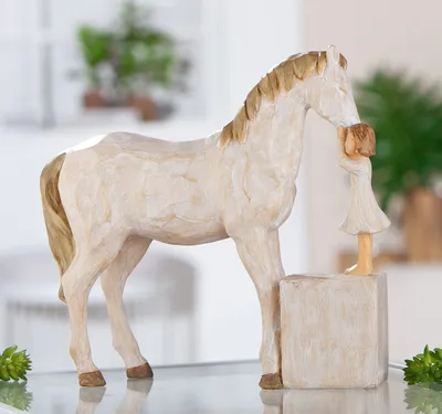 Productafbeelding van Gilde Figur, Pferd, Tierfreund, Kindmotiv, Kunstharz, naturfarben, VE 2 Höhe: 21.50 cm Breite: 22.00 cm Tiefe: 8.00cm 52614