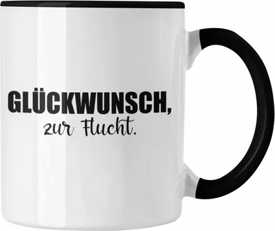 Produktbild von Jobwechsel Tasse Geschenk Kollegin Kollege Lustig Abschiedsgeschenk Sprüche - Glückwunsch Zur Flucht (Schwarz)