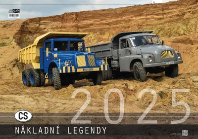 Produktbild von Nástěnný měsíční MAXI kalendář CS NÁKLADNÍ LEGENDY 2025  - velikost 480 x 680 mm