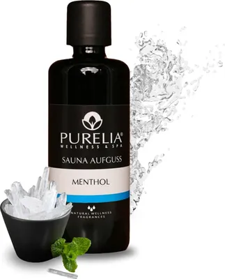 Produktbild von PURELIA Saunaaufguss Konzentrat Menthol 100 ml natürlicher Sauna-aufguss - reine ätherische Öle
