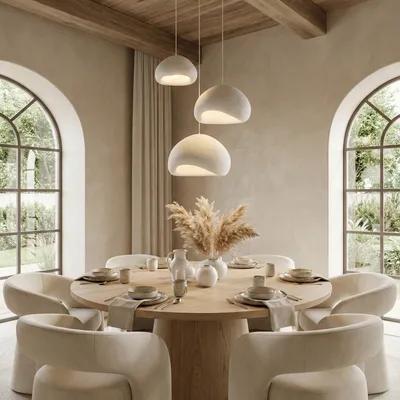 Image de Opviq, suspension moderne blanche, structure en métal, abat-jour en fibre de verre, hauteur réglable de 70 à 116 cm, 3 x E27, plaque de base de Ø 50 cm, IP20, idéale pour les hôtels et les intérieurs modernes.