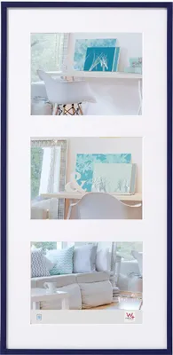 Image de Cadre galerie en plastique Walther « New Lifestyle » pour 3 photos, 13 x 18 cm, bleu